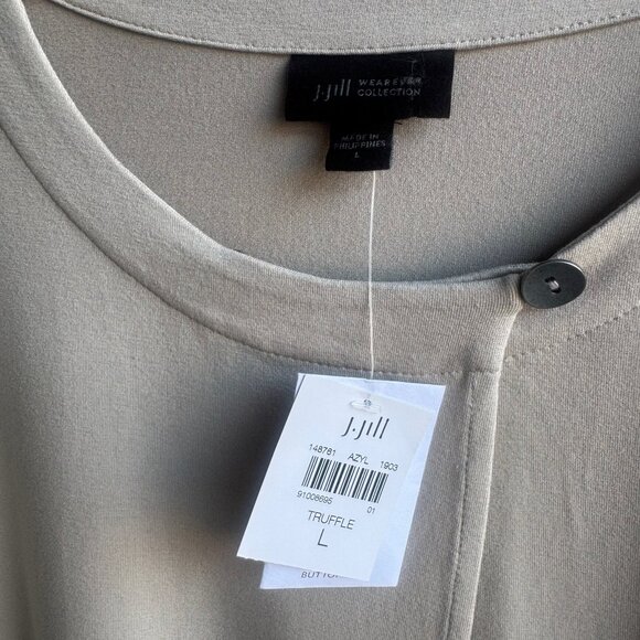 J. Jill Wearever Collection Long Sleeve Overlap Truffle Cardigan Women's Size L - Picture 3 of 8